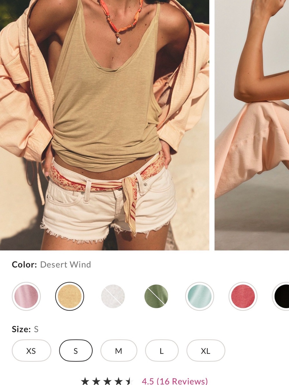 Free People Olive Draped Tank Top